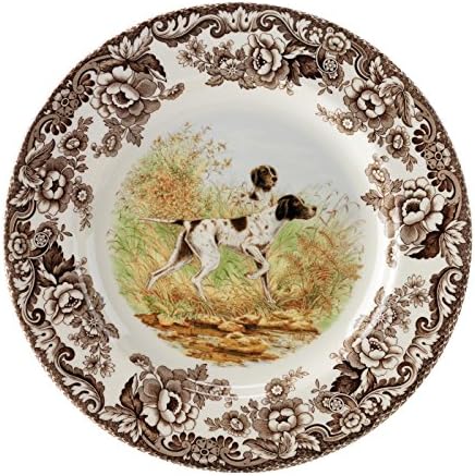 צלחת ארוחת ערב של Spode Woodland, Springer Spaniel האנגלית, 10.5 אינץ '| כלי אוכל לודג 'בקתות קוטג' | מיוצר